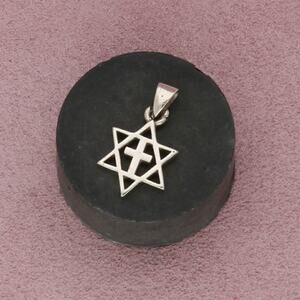 sterling silver star of david cross pendant